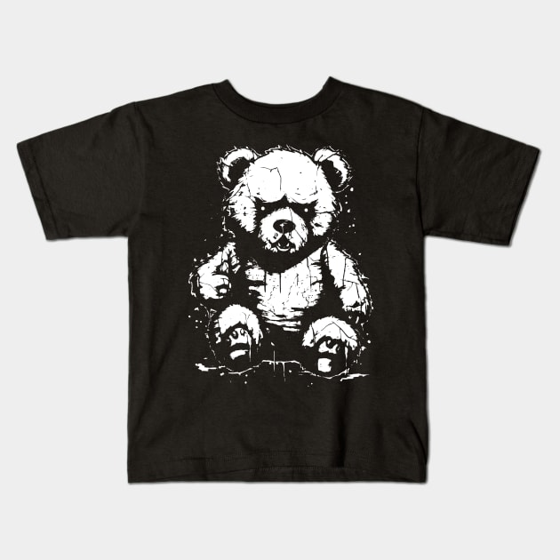 Angry Baby Bear Animal Rock Kids T-Shirt by Trippycollage